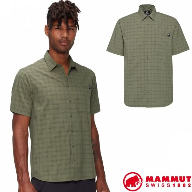 【MAMMUT 長毛象】男 Lenni 輕量環保快乾短袖襯衫/1015-01660-40300 沼澤綠/深沼澤綠✿30E010
